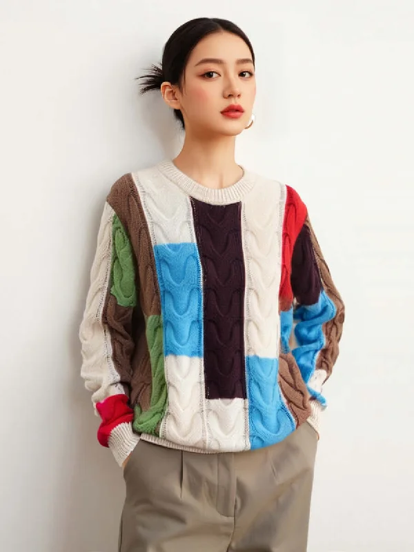 Round Neck Knitted Pullover Shawl Collar Sweater