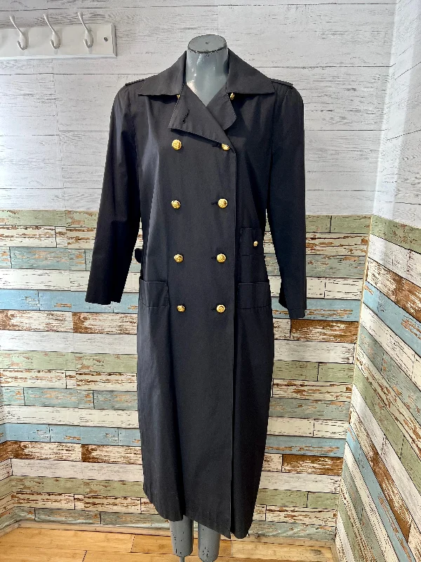 90’s Black Trench Coat by Clie Wacs Tailored Straight A-Line