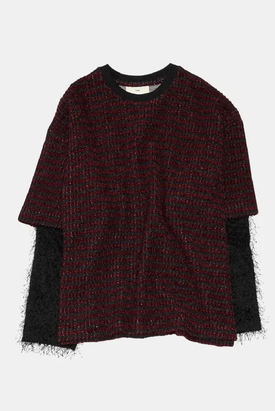 Double Layered Sleeves Pullover Wine Honey Neck Pullover