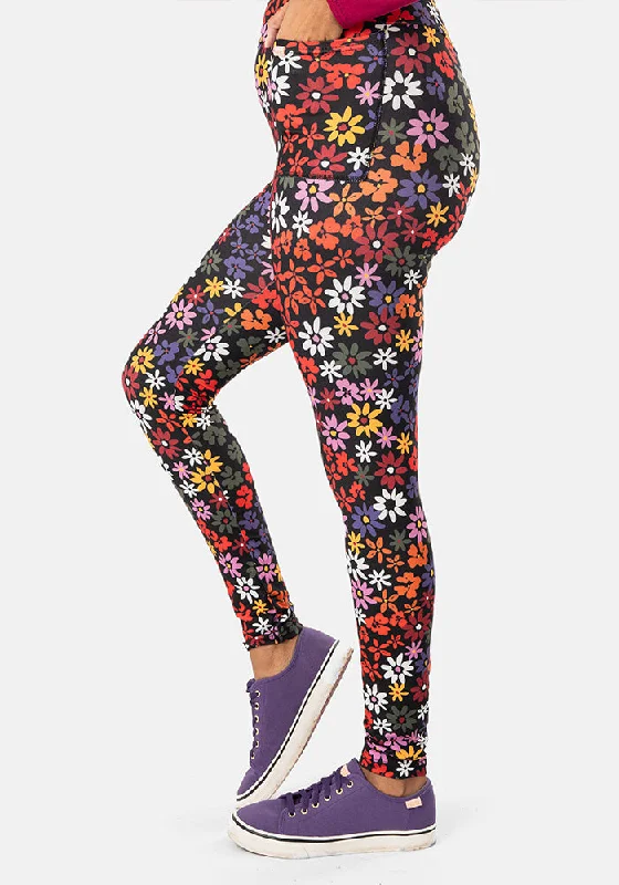 Rene Ditsy Floral Print Popsy Leggings Stylish High-Waisted Leggings