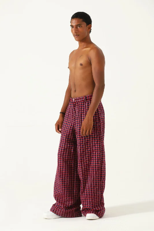 HANDWOVEN PLAID COTTON TROUSERS Trousers Travel Practical
