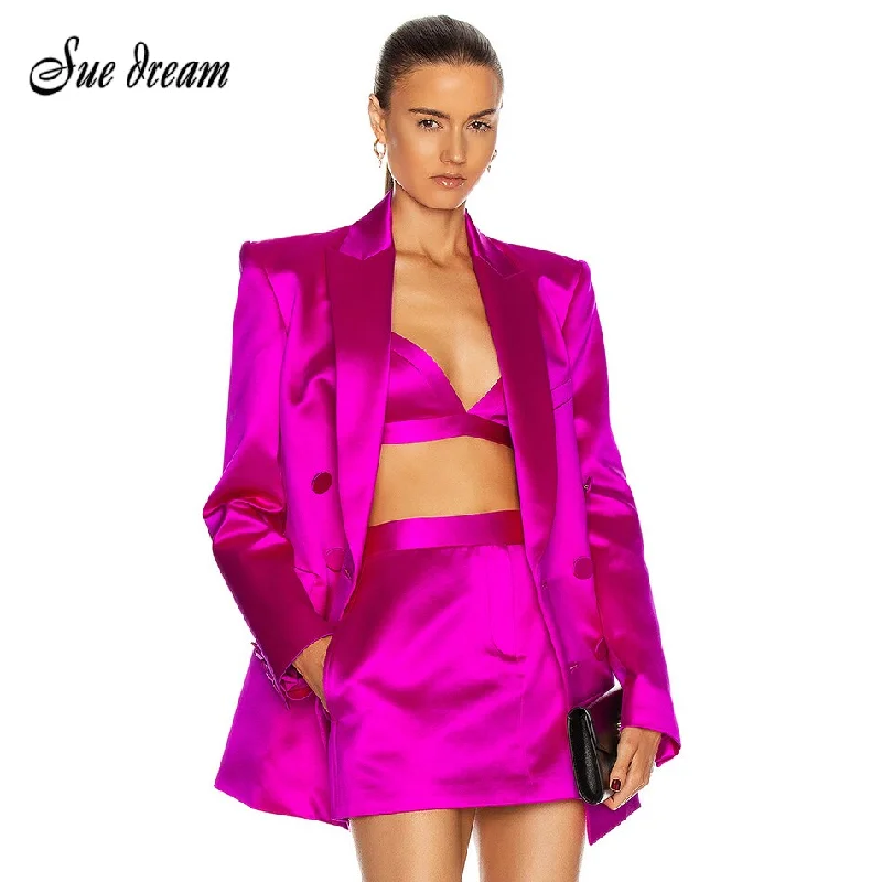 Casual Three-piece Set For Female Lapel Collar Long Sleeve Coat Autumn Sexy Vest With High Waist Short Women's Set Front Pockets Side Pockets Patch Pockets Casual Three-piece Set For Female Lapel Collar Long Sleeve Coat Autumn Sexy Vest With High Waist Short Women's Set Front Pockets Side Pockets Patch Pockets