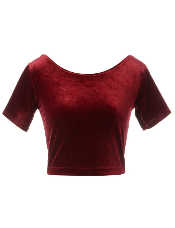 Label Velvet Low Back Crop Top Elegant Classic Vintage