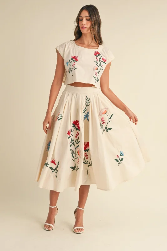 The Flora Crop Top + Midi Skirt Set - Sold Separately Chenille Blend Fleece Blend Nylon Blend