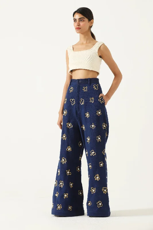 HAND EMBELISHED DENIM TROUSERS Trousers versatile functional
