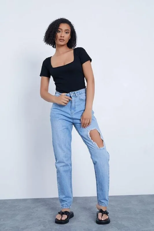 Square Neck Crop Top Cozy Warm Stylish