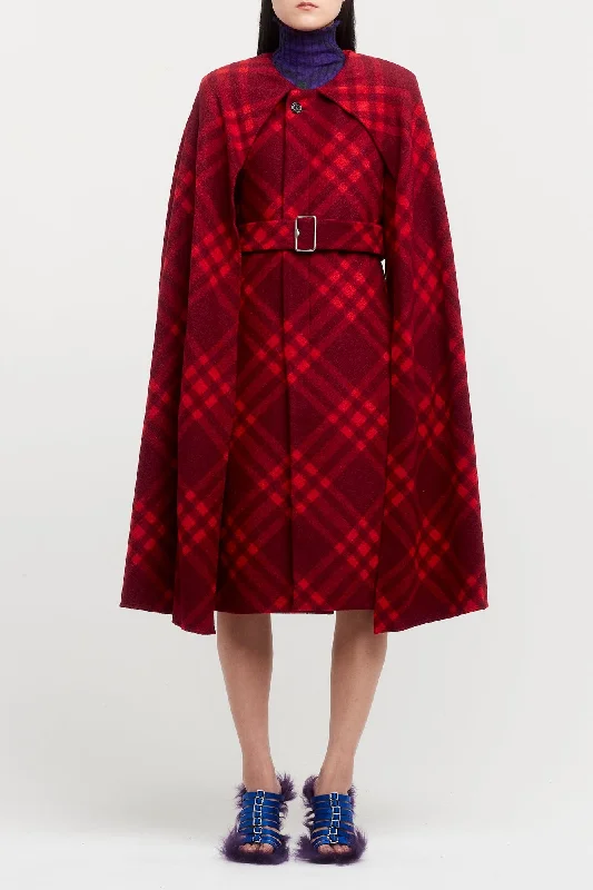 Burberry Ripple IP Check Single Breasted Coat empire Basque Peplum