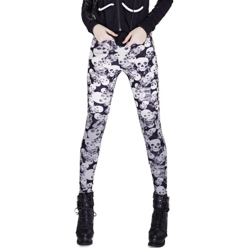 Halloween Skull Leggings - Black Cozy Yoga Compression Leggings