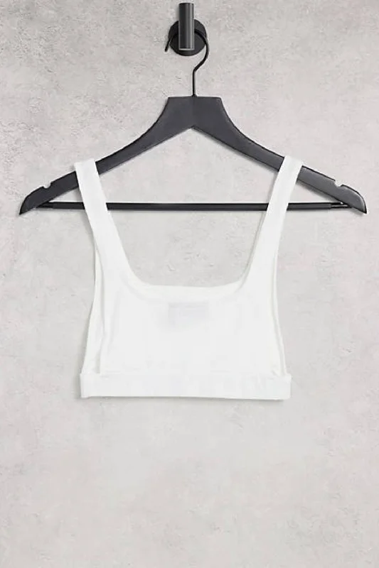 Crop Top With Open Side In White Knit Fabric Woven Fabric Fleece Fabric