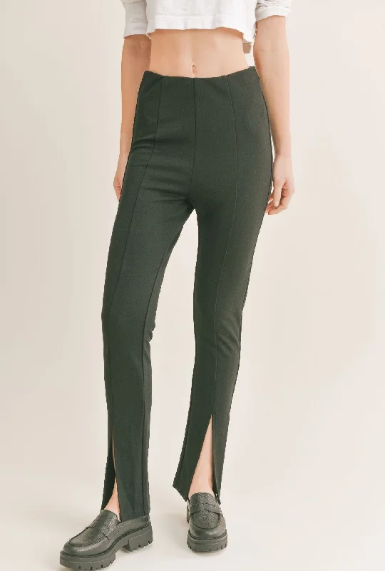 Evening Cocktail Front Slit Leggings Cozy Textured Workout Leggings