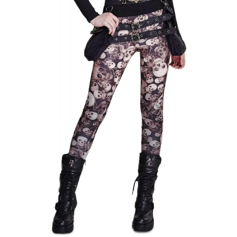 Halloween Skull Leggings - Coffee Stylish Colorful Activewear Leggings
