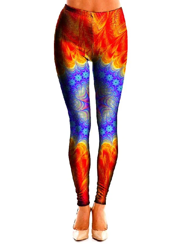 Super Saiyan Fire & Ice Mandala Leggings Comfortable Lounge Leggings