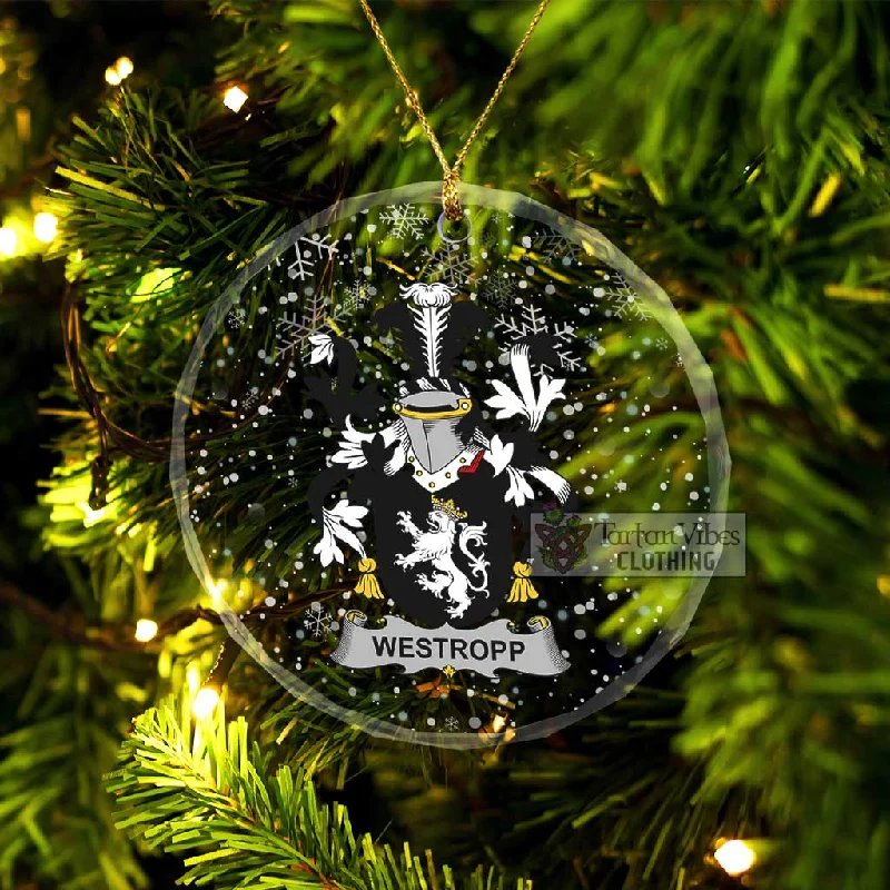 Westropp Irish Clan Christmas Glass Ornament with Coat of Arms Trapeze Tunic Caftan