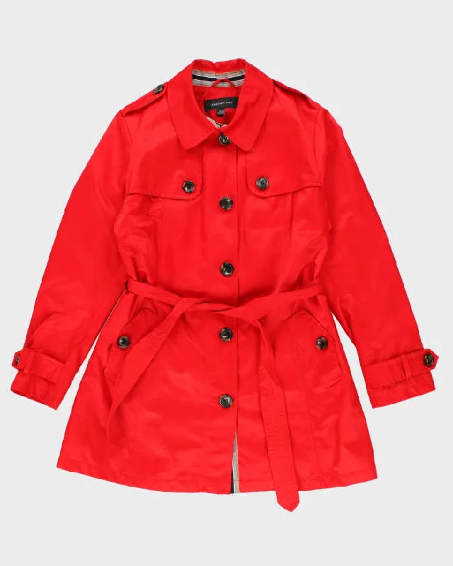 Jones New York Red Trench Coat Mac - XL Trim Padded Insulated