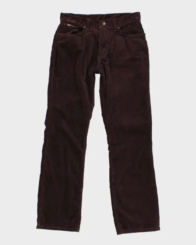 Vintage 90s Hollywood Micro-Cord Trousers - W31 L31 Trousers Floral Bohemian