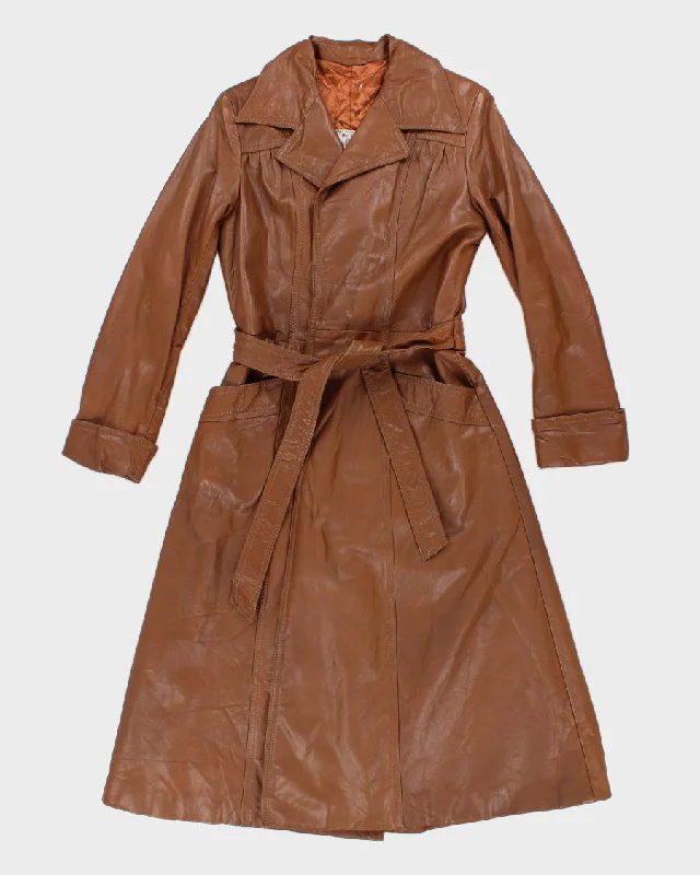 Vintage 60s Hudson's Bay Brown Leather Coat - M Lapel Coat Peter Pan Collar Coat Cowl Neck Coat Vintage 60s Hudson's Bay Brown Leather Coat - M Lapel Coat Peter Pan Collar Coat Cowl Neck Coat