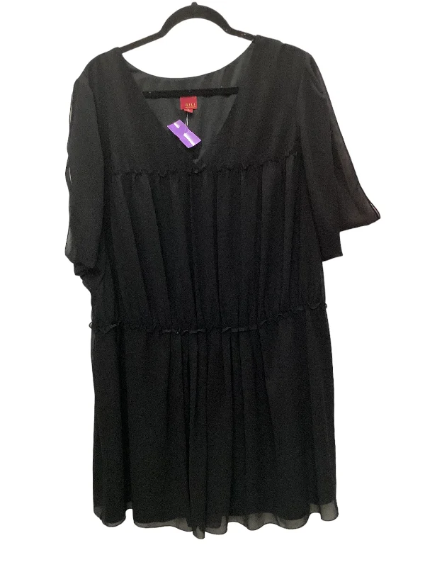 Black Dress Casual Midi Gilli, Size 2x Stylish Long Sleeve Floral Midi Dress