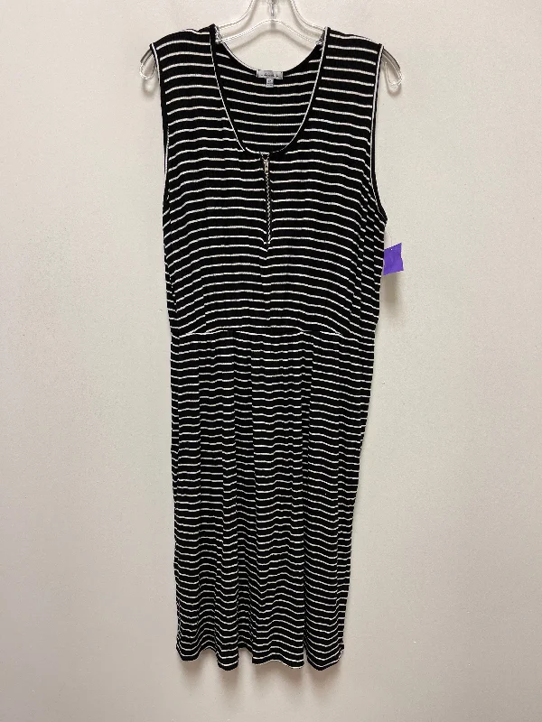 Black Dress Casual Midi White Birch, Size 3x Trendy Tiered Hem Midi Dress