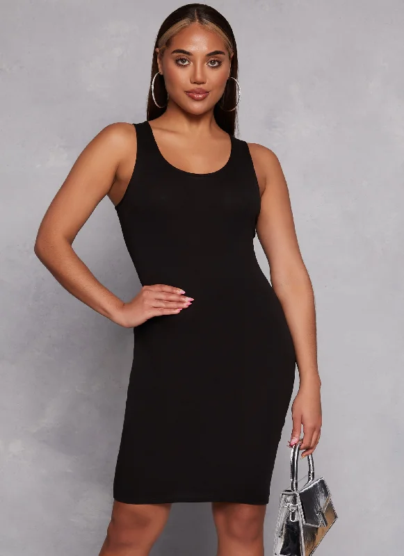 Scoop Neck Midi Tank Dress Stylish Vintage Midi Dress