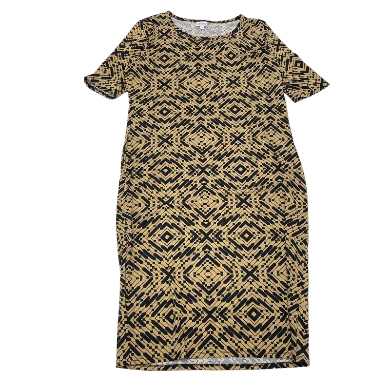 Black & Tan Dress Casual Midi Lularoe, Size 2x Trendy Bodycon Midi Dress