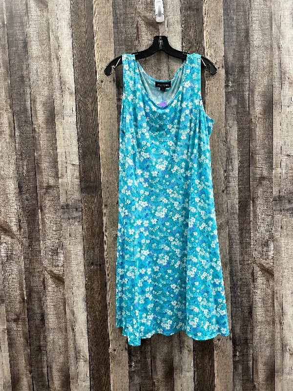 Blue Dress Casual Midi Perceptions, Size 1x Fashionable Skater Midi Dress