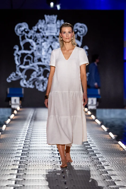 Dress "BARI MIDI" / Linen by Solbiati Stylish Button-Up Midi Dress