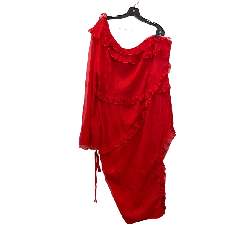Dress Casual Midi By Pretty Little Thing  Size: 2x Stylish Pleated Skirt Midi Dress