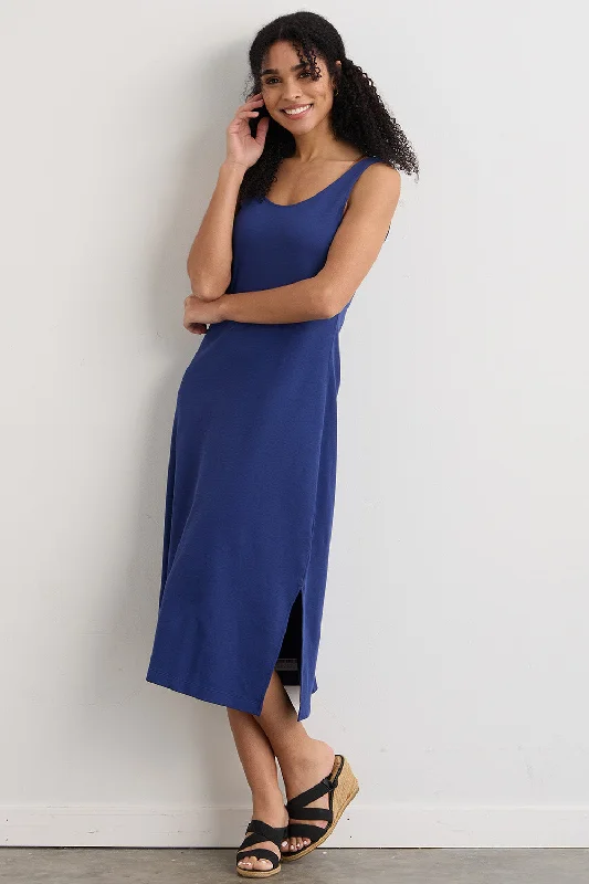 Women's 100% Organic Cotton Midi Tank Dress Fashionable One-Shoulder Midi Dress