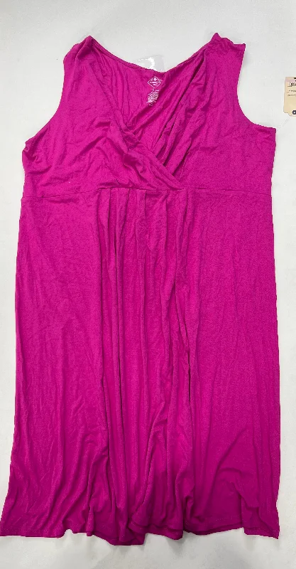 Fuschia Dress Casual Midi St Johns Bay NWT Size 1x Fashionable Pleated Midi Dress