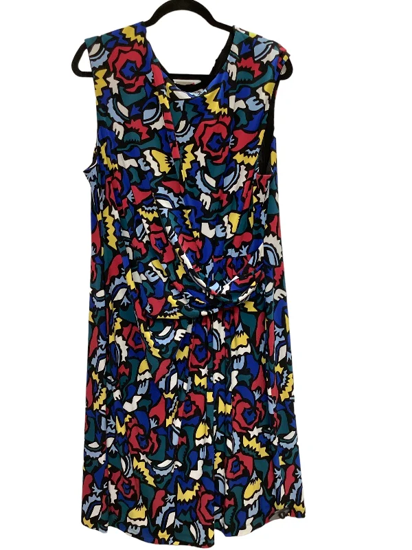 Geometric Pattern Dress Casual Midi Anne Klein, Size 3x Stylish High-Waisted Midi Dress