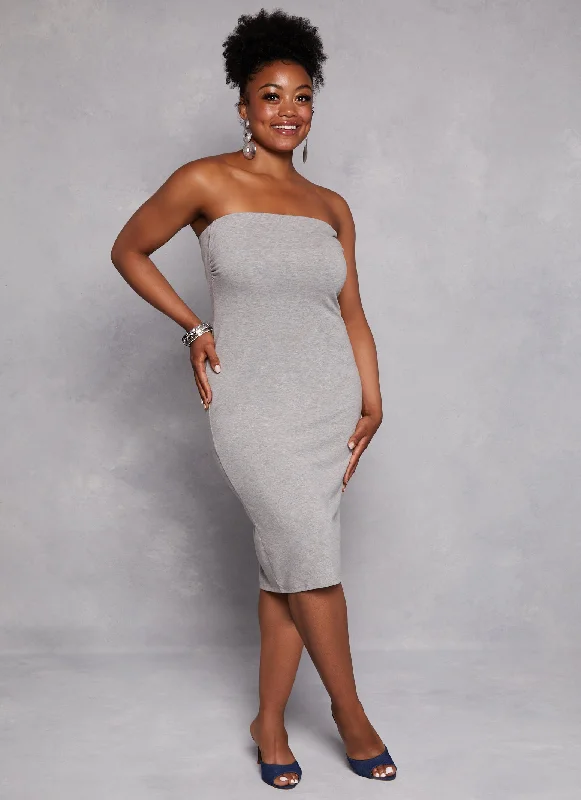 Plus Size Basic Midi Tube Dress Chic Bohemian Midi Dress
