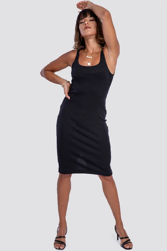 Midi Length Dress - Kady Cozy Ribbed Knit Midi Dress