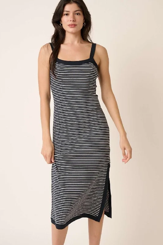 Striped Midi Cami Dress Comfortable Fit-and-Flare Midi Dress
