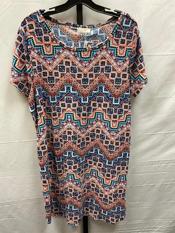 Multi-colored Dress Casual Midi Bobbie Brooks, Size 2x Trendy Off-Shoulder Button Midi Dress