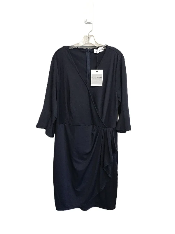 Navy Dress Party Midi By Hanna Nicole Size: 3x Stylish Off-Shoulder Ruffle Dress