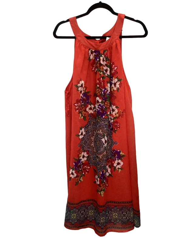 Red Dress Casual Midi Mlle Gabrielle, Size 3x Comfortable Floral Print Midi Dress