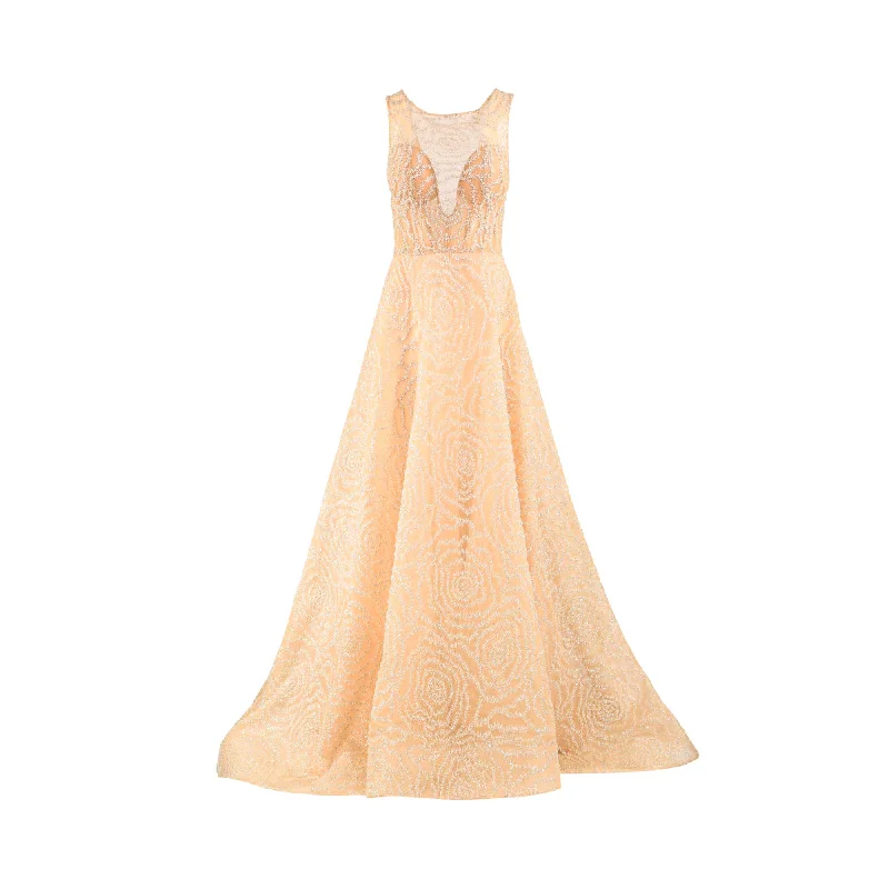 Georges Makaroun Women's Rose de Midi Nude Champagne Dress Stylish Wraparound Midi Dress