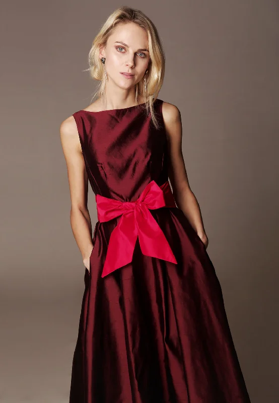 Dress "AUDREY MIDI" / Luxury Silk Shantung Comfortable Empire Waist Midi Dress