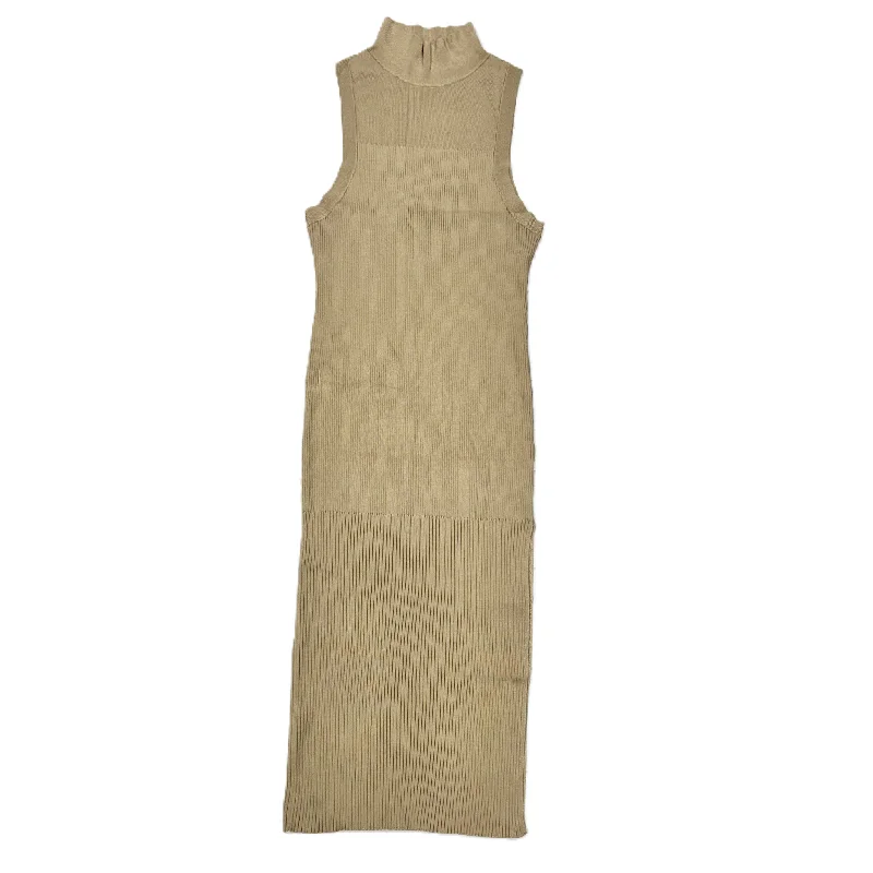 Tan Dress Casual Midi By Good American, Size: 2x Stylish Pleated Skirt Midi Dress