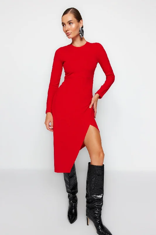 Trendyol Women's Midi Day / Night Slim Dress Elegant Floral Midi Dress