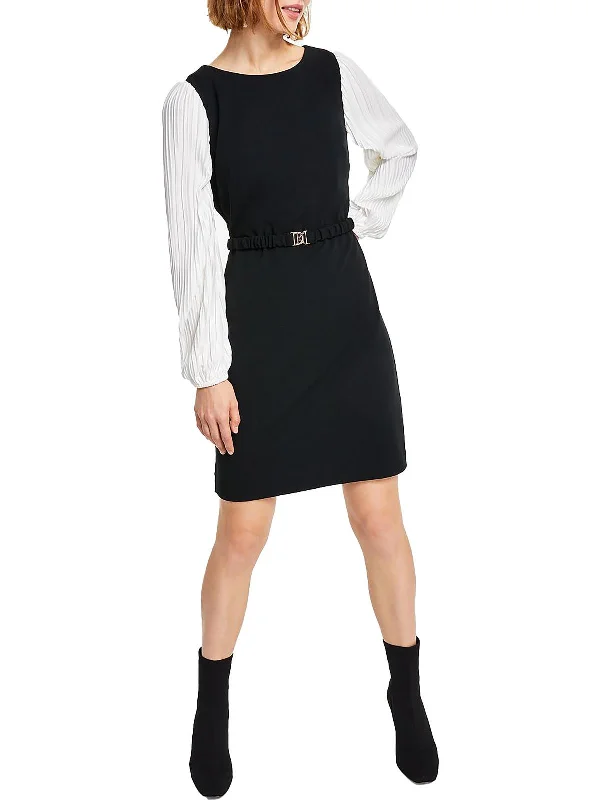 Womens Belted Midi Wear to Work Dress Cozy Tie-Dye Midi Dress
