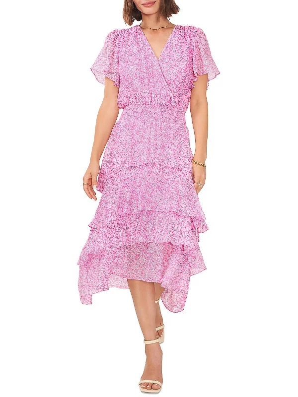 Womens Daytime Midi Sundress Elegant Floral Skirt Midi Dress