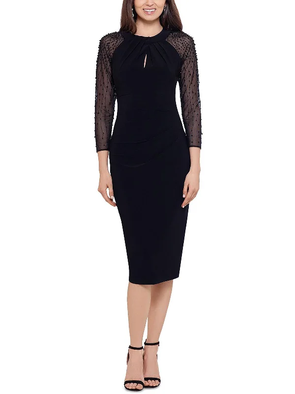 Womens Embellished Midi Sheath Dress Comfortable Lace-Up Midi Dress