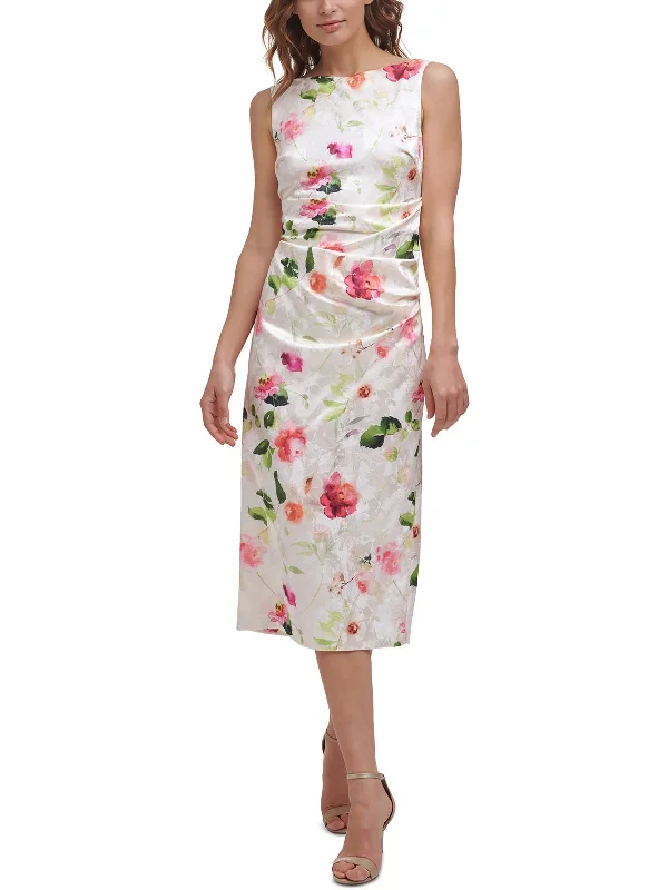 Womens Jacquard Midi Sheath Dress Comfortable Adjustable Strap Midi Dress