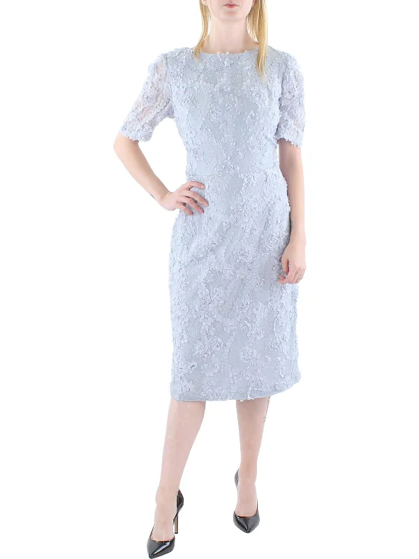 Womens Lace Midi Sheath Dress Elegant Velvet Midi Dress