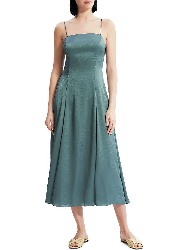 Womens Satin Midi Slip Dress Cozy Tie-Dye Midi Dress