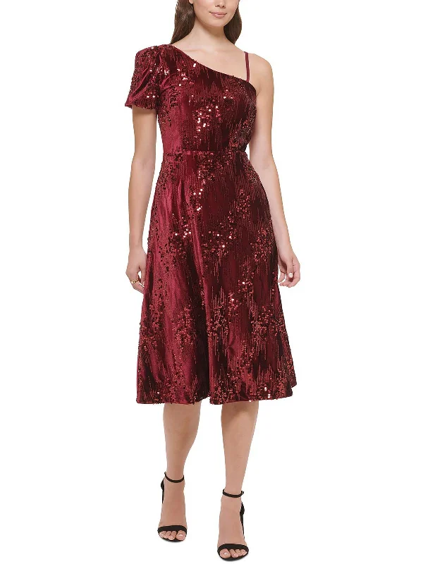 Womens Sequin Midi Fit & Flare Dress Comfortable Casual Midi Dress