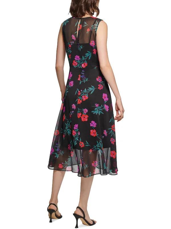 Womens Surplice Midi Fit & Flare Dress Comfortable Ribbed Midi Dress