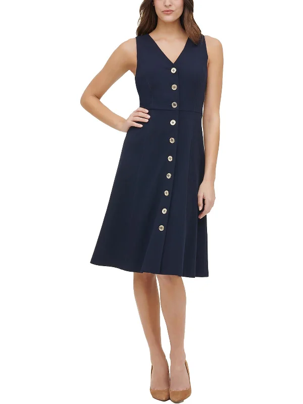 Womens V-Neck Midi Sheath Dress Elegant Velvet Midi Dress