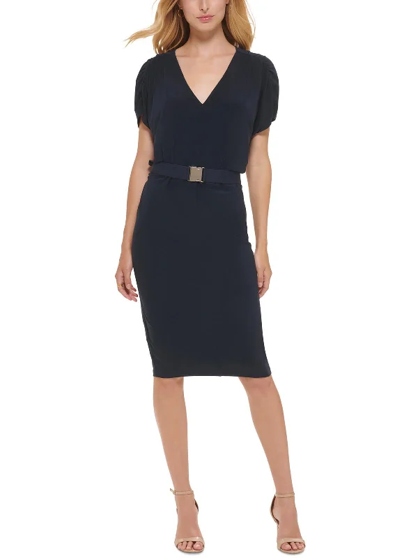 Womens Work Midi Sheath Dress Comfortable Knitwear Midi Dress